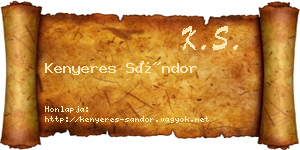 Kenyeres Sándor névjegykártya